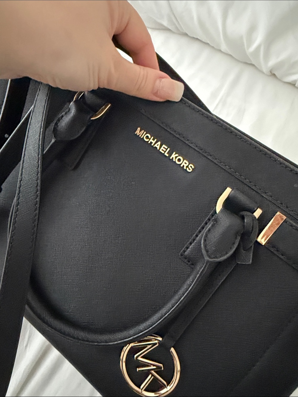 Michael Kors Black Saffiano Satchel with Gold Hardware - Picture 12 of 12